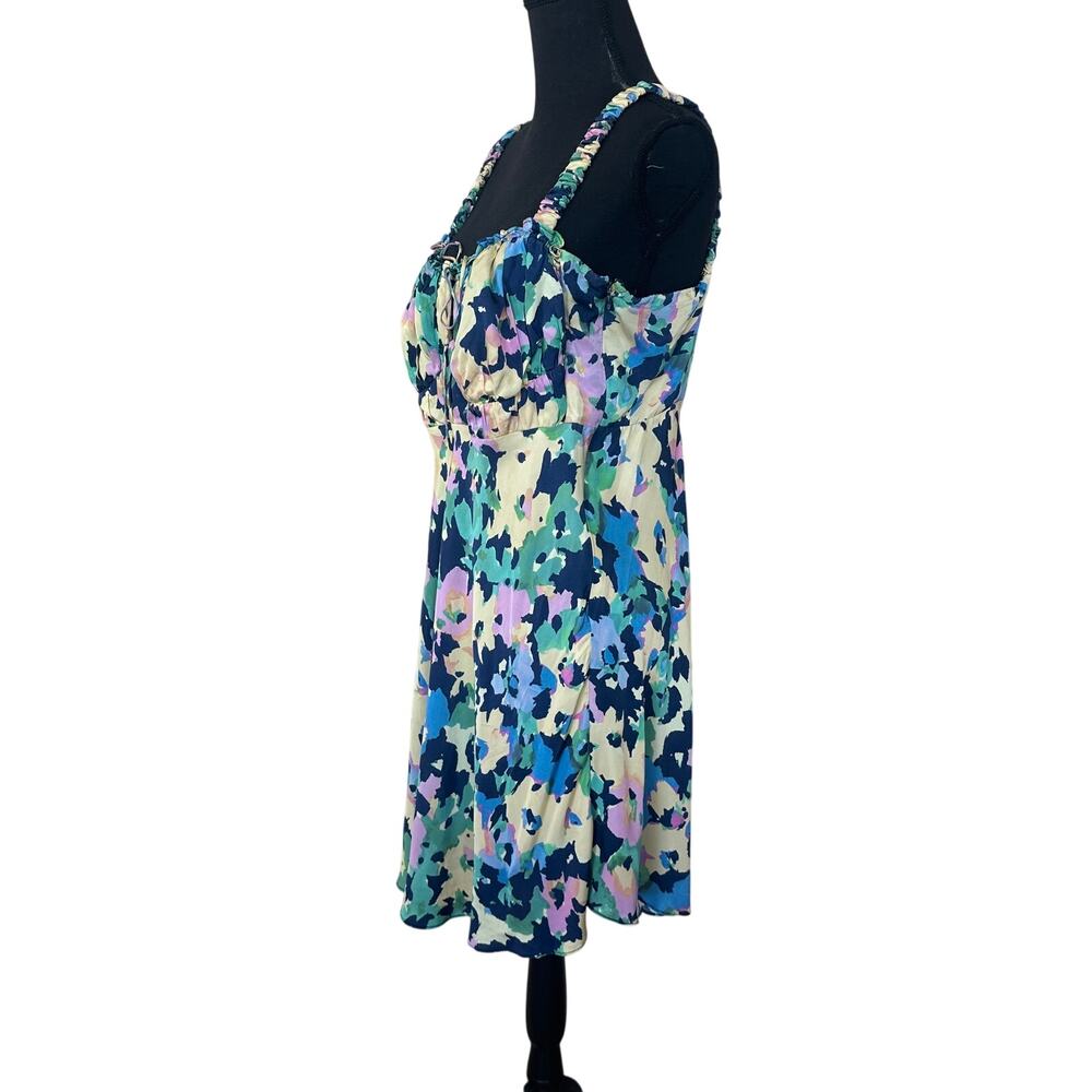 Nicholas Blue Pink Floral Mini Dress Size 18 Sundress Y2K Vacation Designer $365 - Picture 8 of 10